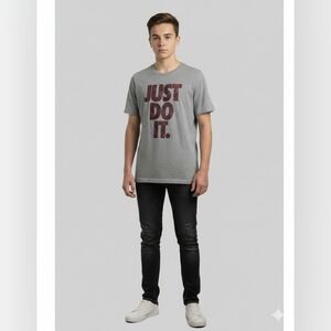 Nike Boys "Just Do It" Gray Graphic Short Sleeve T-Shirt Size XL